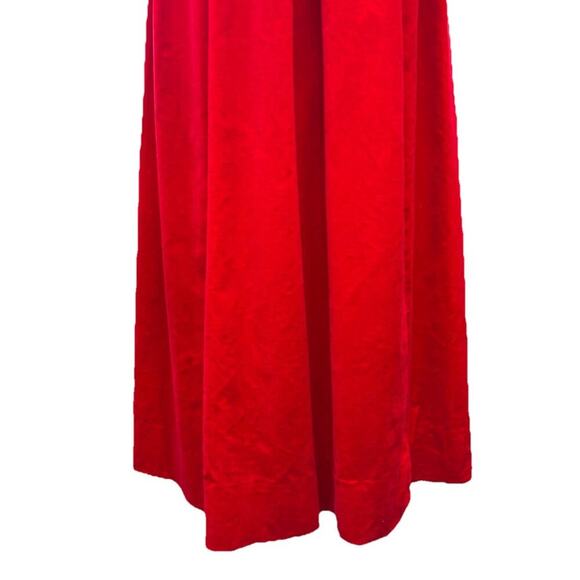 Vtg Minx Modes 50s 60s Red Maxi Dress Velvet Belted Retro Glam Party Prom M ? - Picture 5 of 12